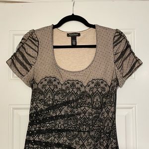 Black lace top with rhinestone detail